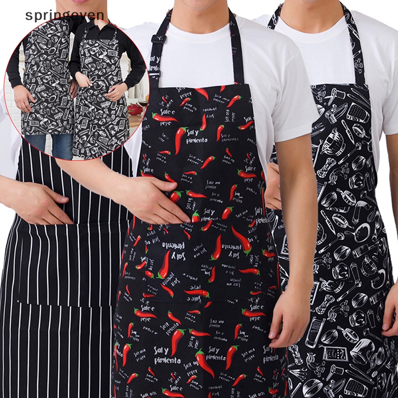 Tạp Dề Nấu Ăn Nửa Thân Họa Tiết Kẻ Sọc Có Thể Điều Chỉnh Độ Dài