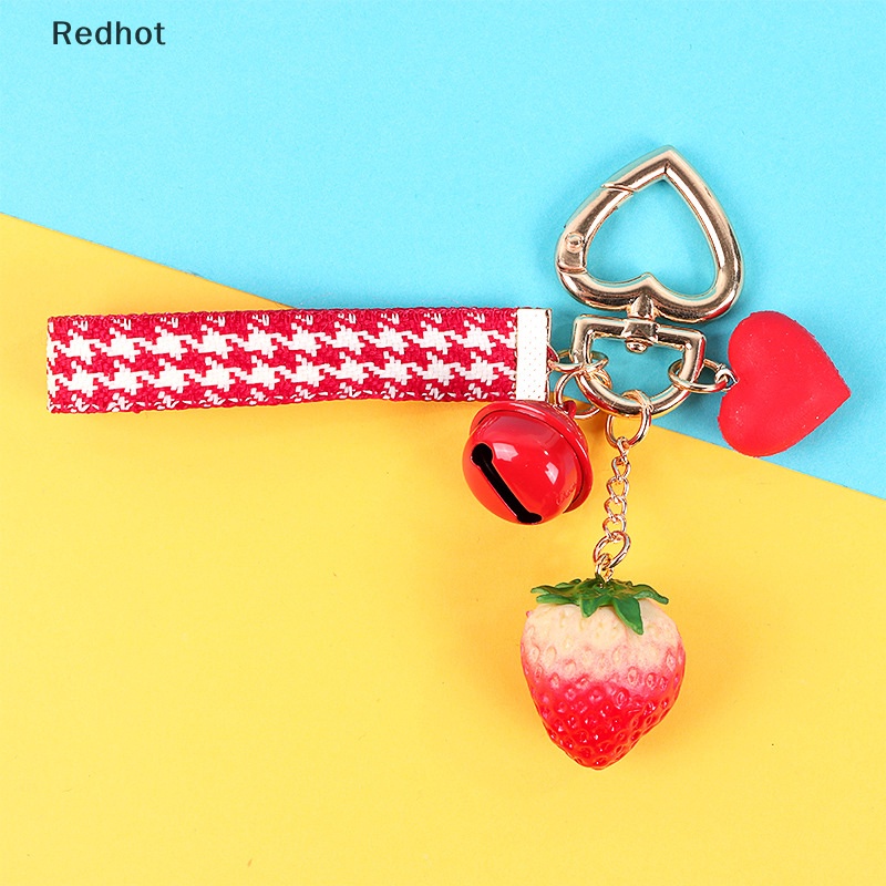 &lt; Redhot &gt; Móc Khóa Xe Hơi / Móc Khóa Hình Trái Dâu Tây Dễ Thương Cho Nữ