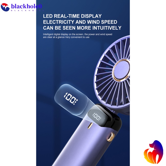 Quạt Điện Usb Mini Cầm Tay 5 Tốc Độ Có Màn Hình Led Hiển Thị Kỹ Thuật Số