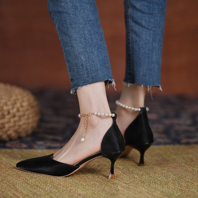 Giày Cao Gót Đế Phẳng Đính Ngọc Trai Nhân Tạo Phong Cách Thời Trang Pháp Hàng Mới Dành Cho Bạn Nữ