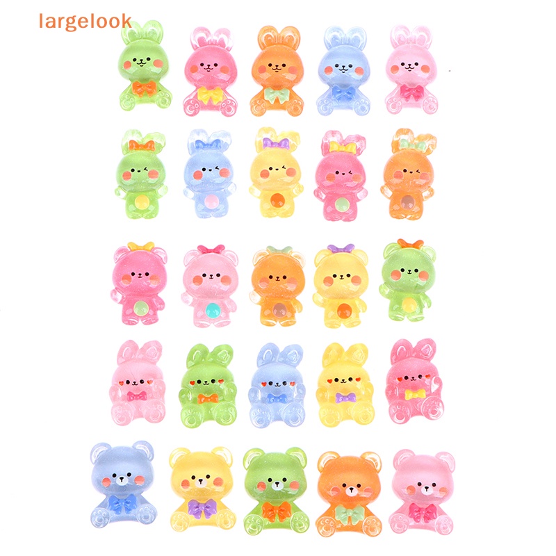 Set 10 Tượng Thỏ Gấu Hoạt Hình Bằng Resin DIY Trang Trí Sổ Tay