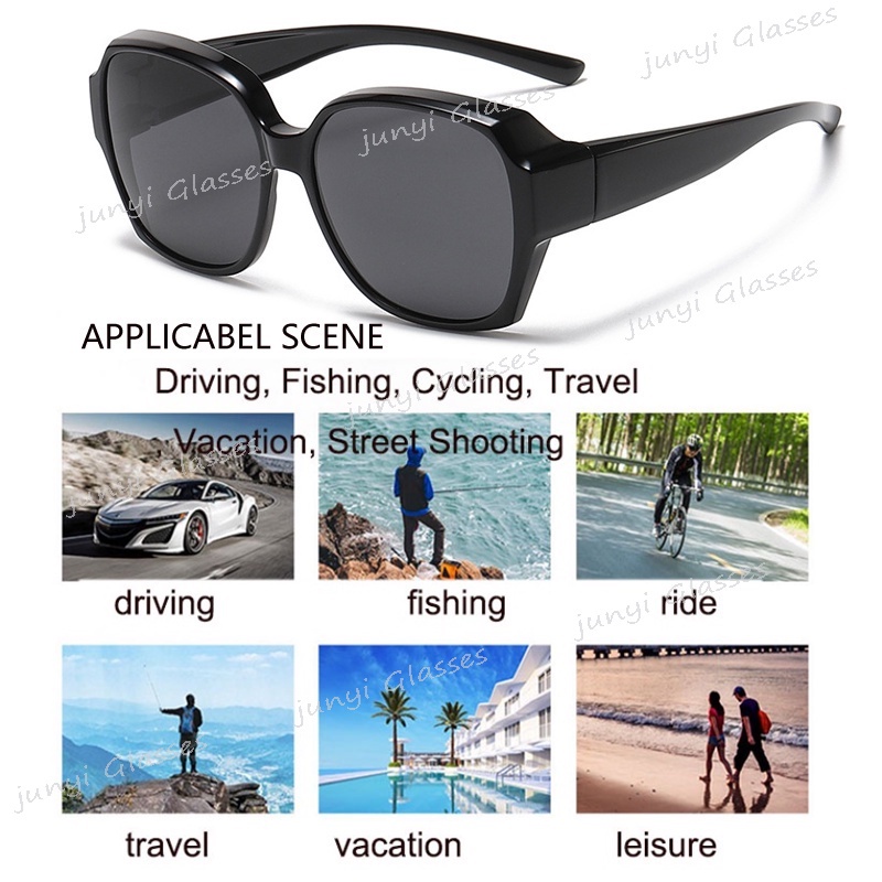 Kính Mát Phân Cực Chống Tia UV400 Tròng To Chống Lóa 2 Trong 1 Thích Hợp Đi Câu Cá Ban Đêm Cho Nam Và Nữ