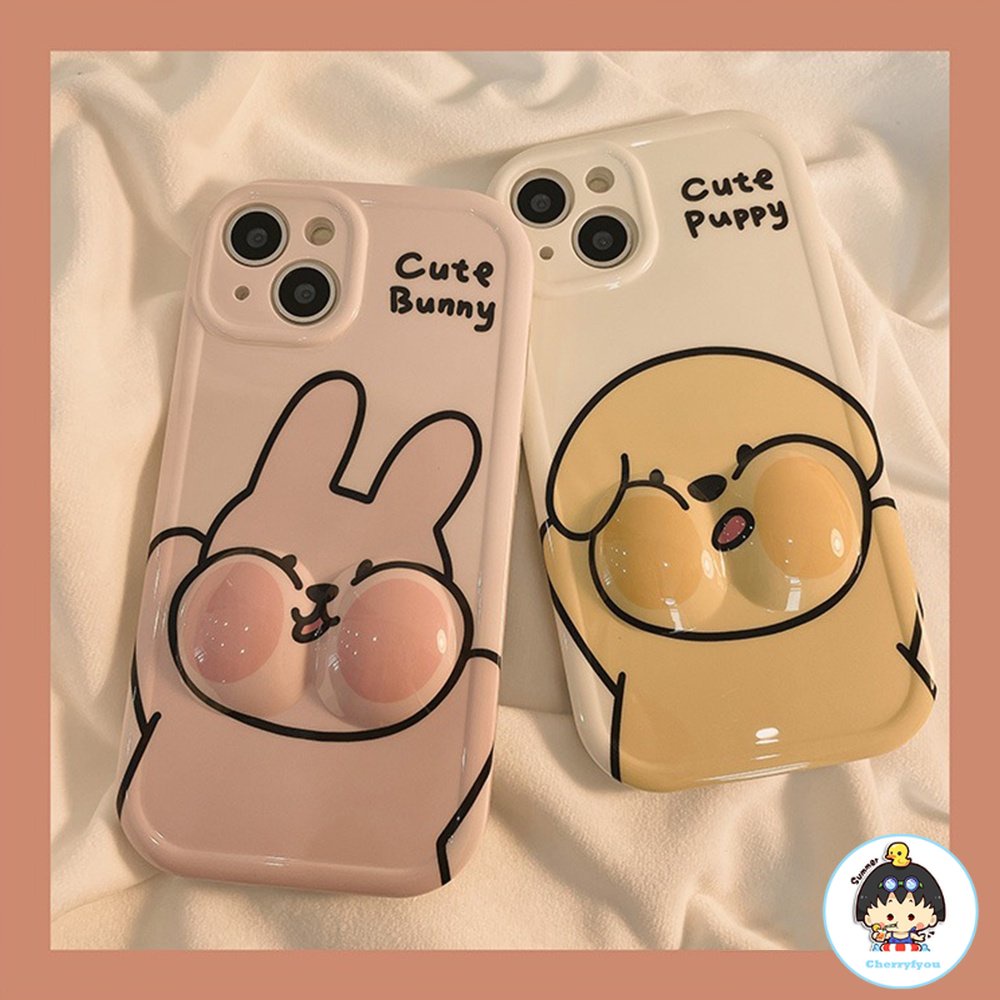 Ốp Điện Thoại TPU Mềm Chống Sốc Hình Cún / Thỏ 3D Dễ Thương Cho IPhone 11 12 13 14 Pro Max