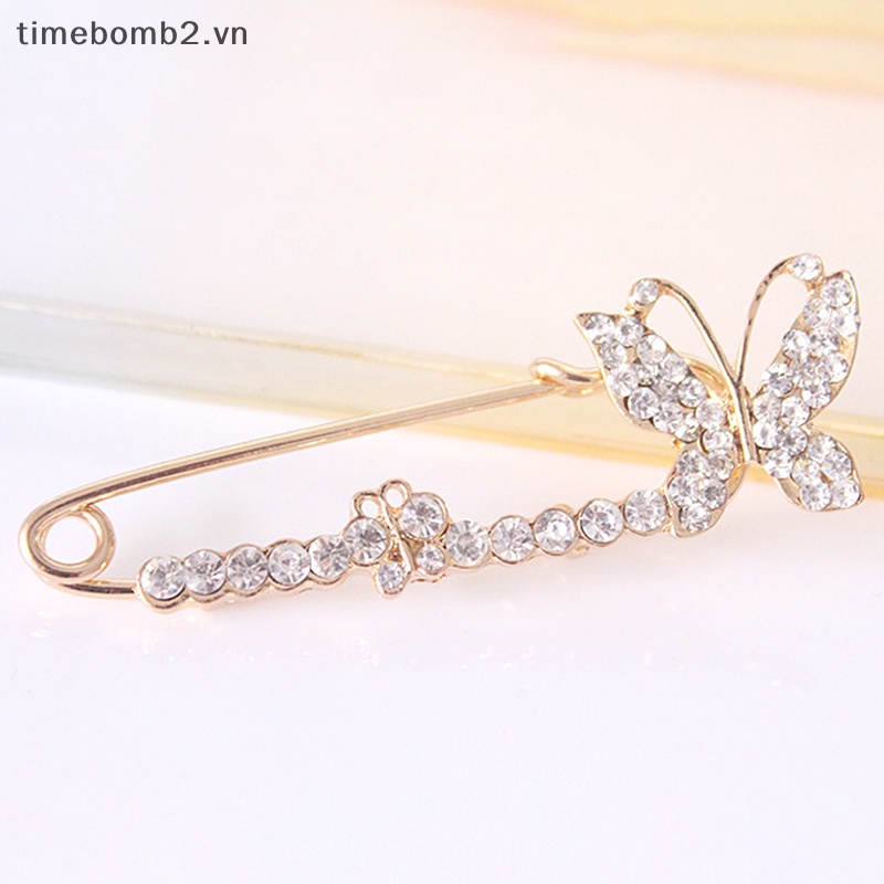 {Timebomb} Ghim Cài Áo Hình Hoa Đính Đá Pha Lê Lấp Lánh Cho Nữ