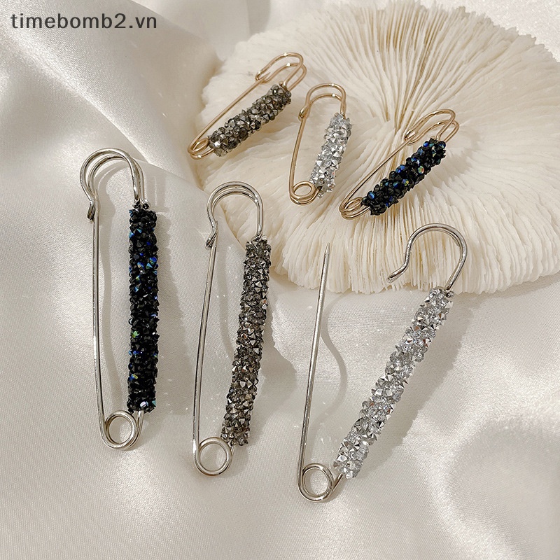 {Timebomb} Ghim Cài Thắt Lưng Cố Định Pha Lê Thời Trang An Toàn Chống Rơi Phối Chuỗi Ngọc Trai Trang Sức.