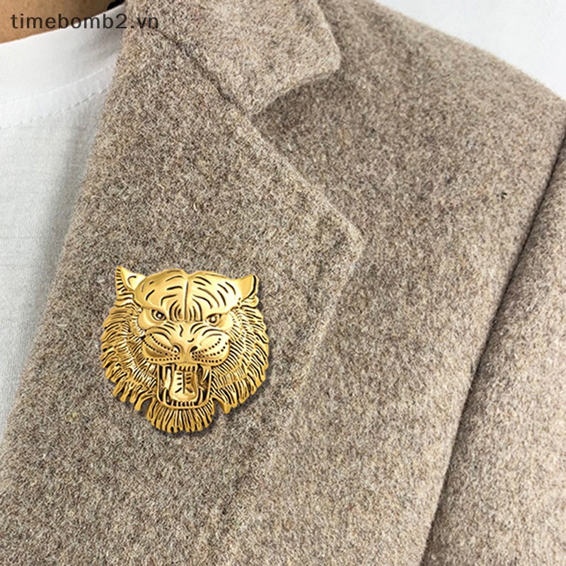 {Timebomb} Ghim Cài Áo Hình Đầu Hổ Lớn Giản Dị Dành Cho Nam Và Nữ Dự Tiệc
