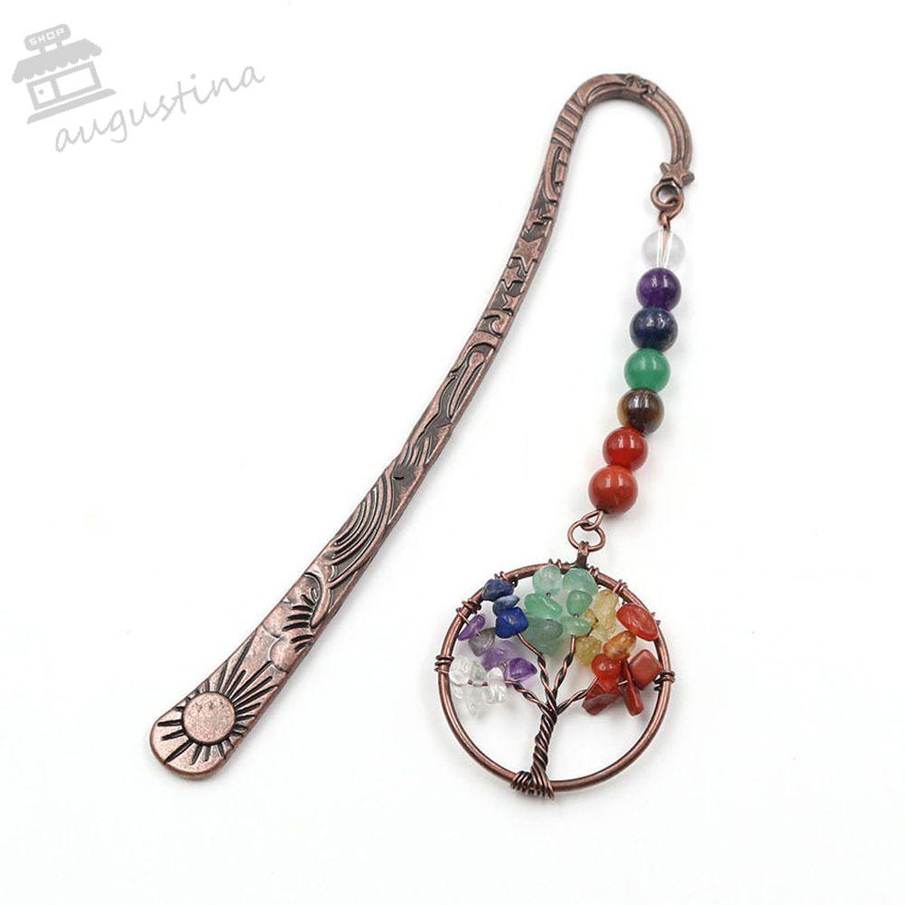 Thẻ Đánh Dấu Trang Sách AUGUSTINA 7 Luân Xa Bằng Đồng|Mặt Dây Chuyền Thủ Công Hình Quyển Sách Độc Đáo