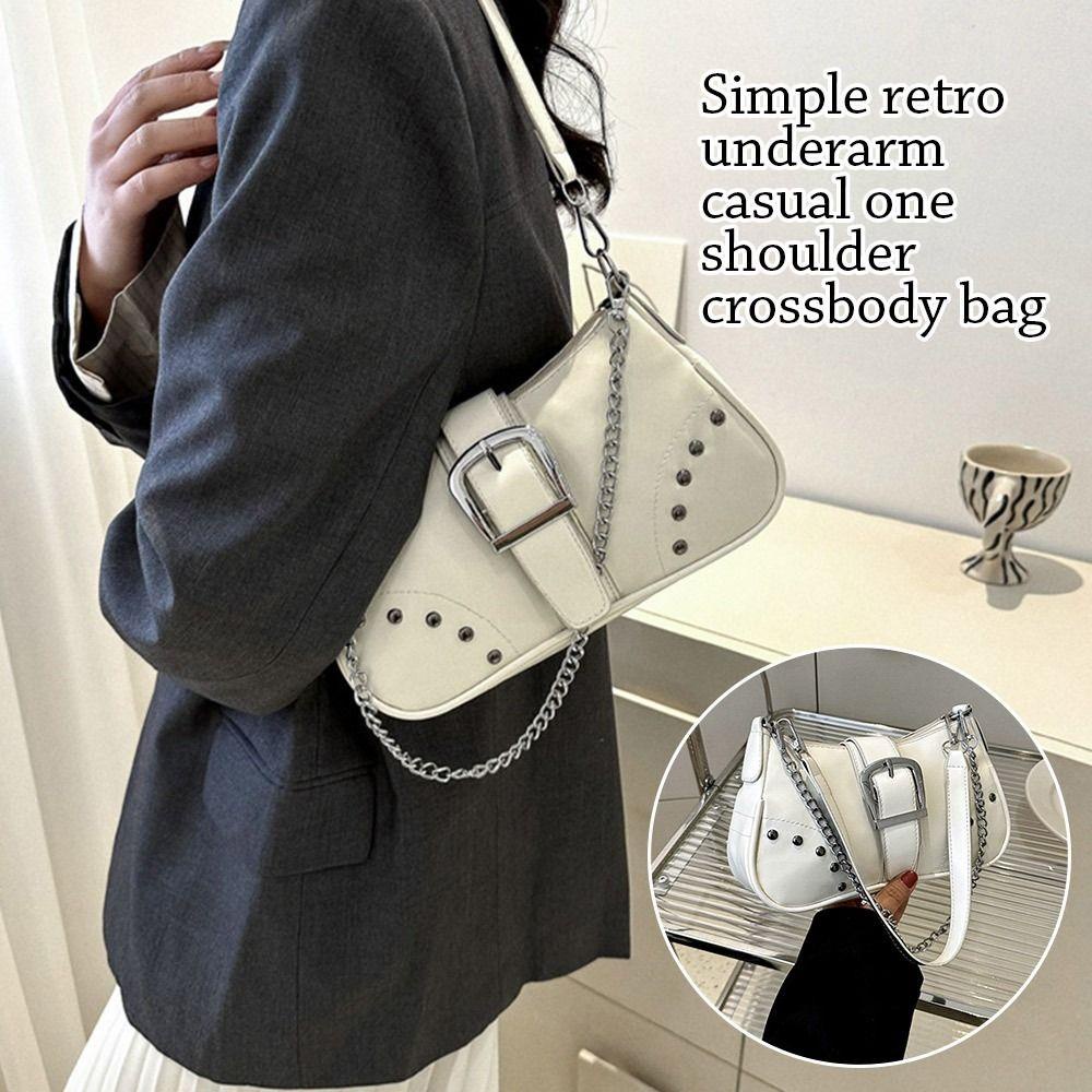 Túi Đeo Chéo Bằng Da PU Đính Đinh Tán Phong Cách Punk Tinh Tế Thời Trang