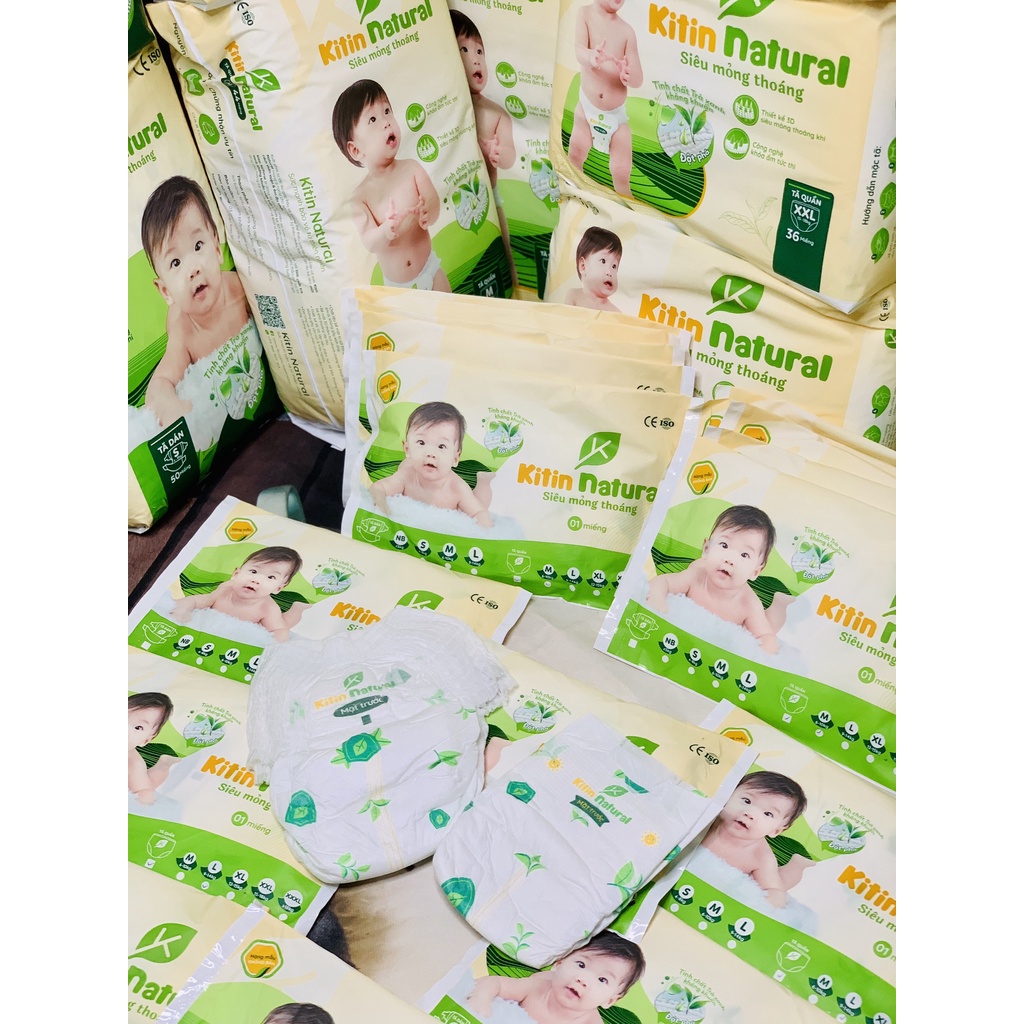 [Chính hãng] Bỉm Dùng Thử KITIN NATURAL Tinh Chất Trà Xanh ,Kháng Khuẩn Thương Hiệu Việt Nam