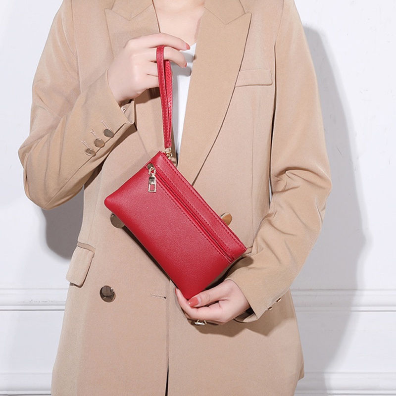 Ví Dài Mềm Mại Có Dây Kéo Và Nhiều Ngăn Đựng Điện Thoại Phong Cách Vintage Cho Nữ