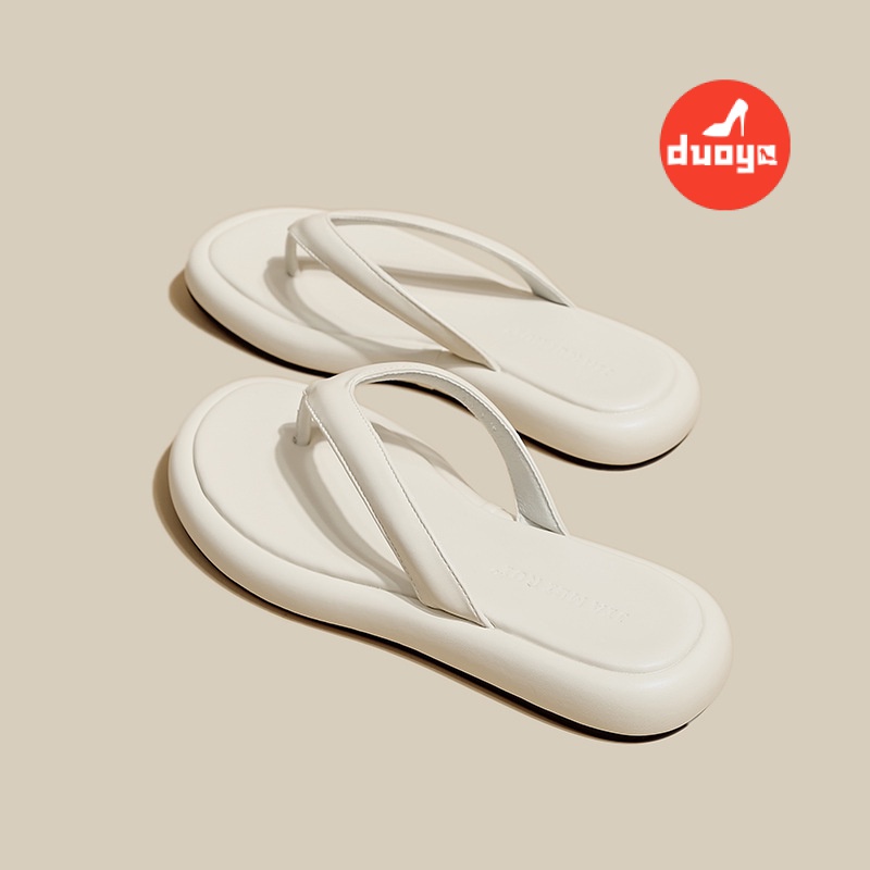 Duoya Tóc Thẳng ~ [Hàng Có Sẵn] Dép Xỏ Ngón Đi Biển Mùa Hè Phiên Bản Hàn Quốc Thoải Mái Nửa Đế Phẳng Thoải Mái Cho Nữ