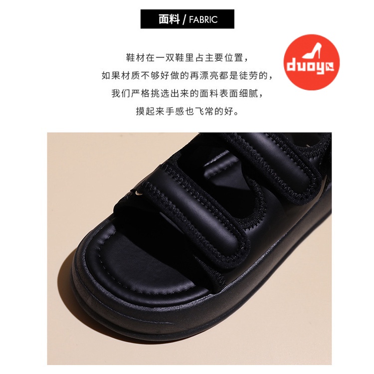 Duoya Giày Sandal Đế Phẳng Dày Dặn Phong Cách Roman Cho Nữ