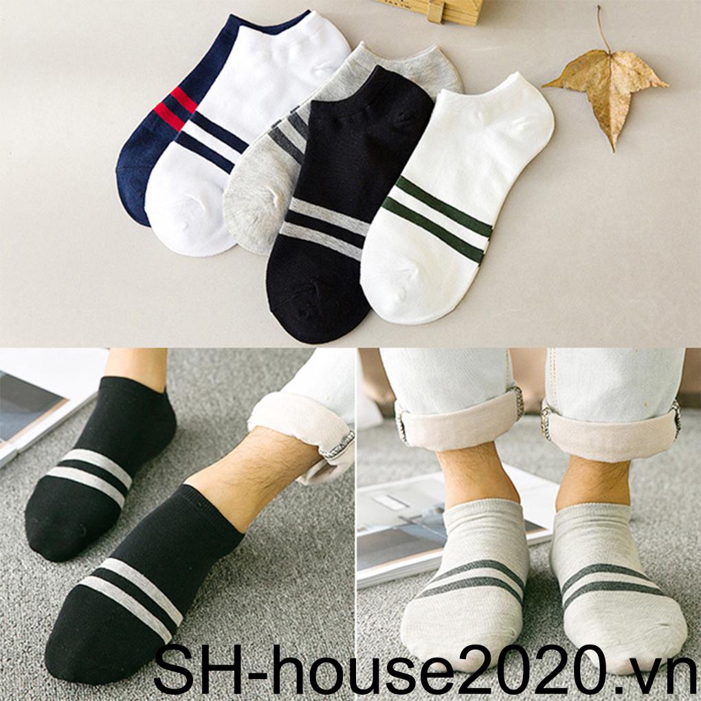 Vớ Cotton Ngắn Họa Tiết Sọc Ngang Mắt Cá Chân Dành Cho Nam