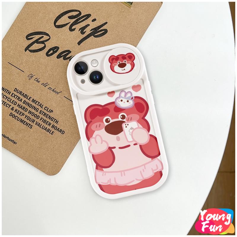 Ốp lưng Gấu dâu tây Trượt for iPhone 14 XR 13 11 12 Pro Max 8 7 6 6S Plus X Xs Max Se 2020 13 12 11