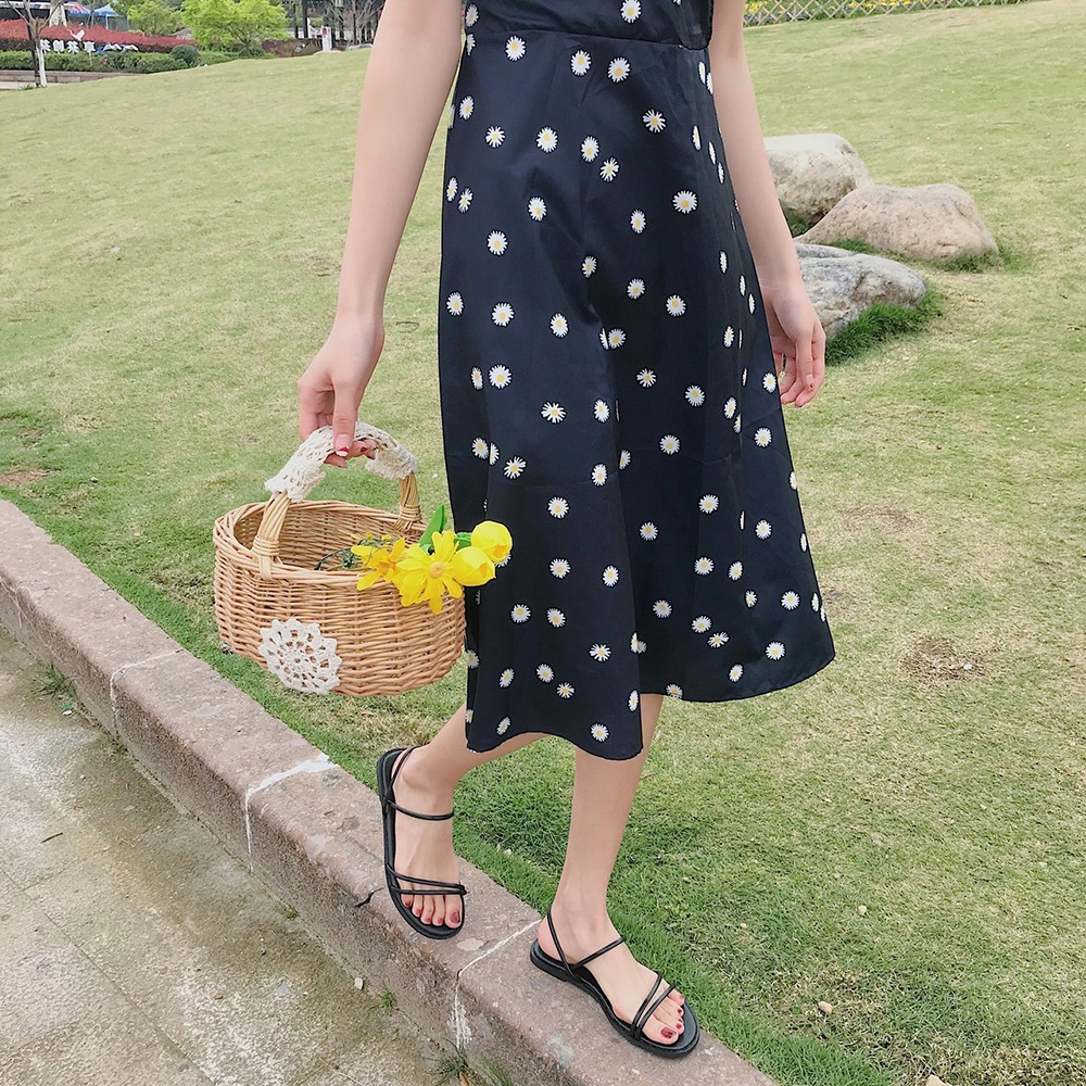 Duoya Dép Sandal Hai Lớp Đế Phẳng Phong Cách Roman Hàn Quốc Đơn Giản Thích Hợp Đi Biển