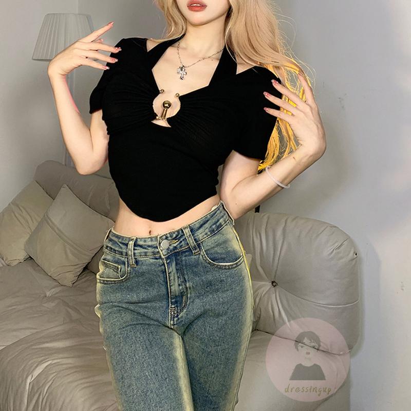 Áo Thun Tay Ngắn Màu Sắc Đơn Giản Dành Cho Nữ