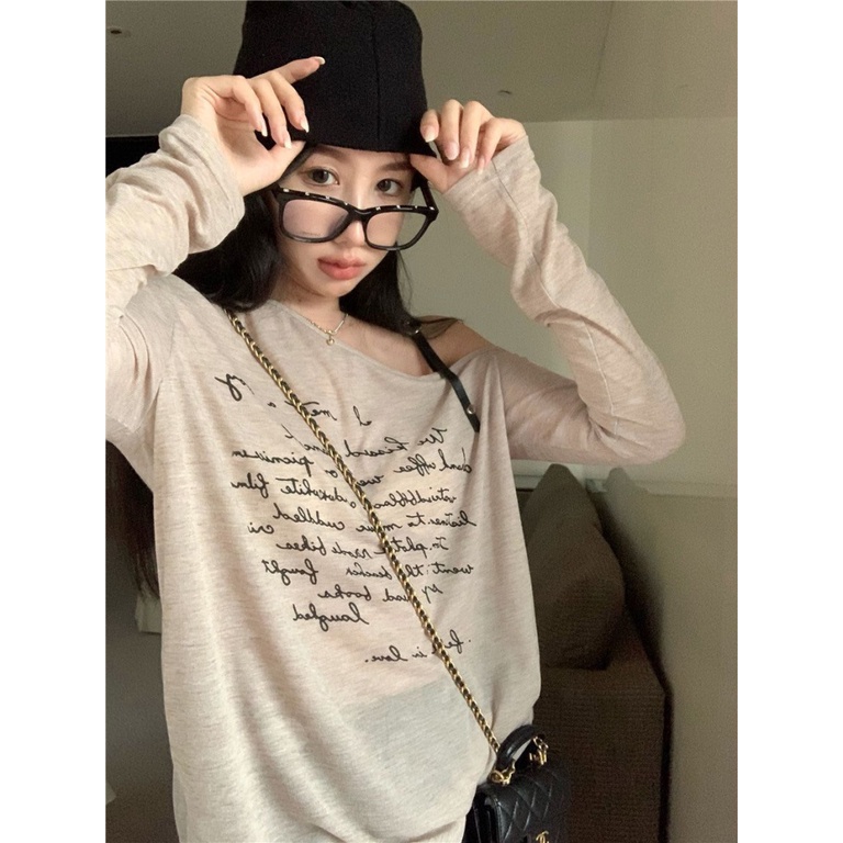 Áo Thun Mỏng Nhẹ Trong Suốt Chống Nắng Hở Vai Phong Cách Cổ Điển Thời Trang Mùa Hè Cho Nữ