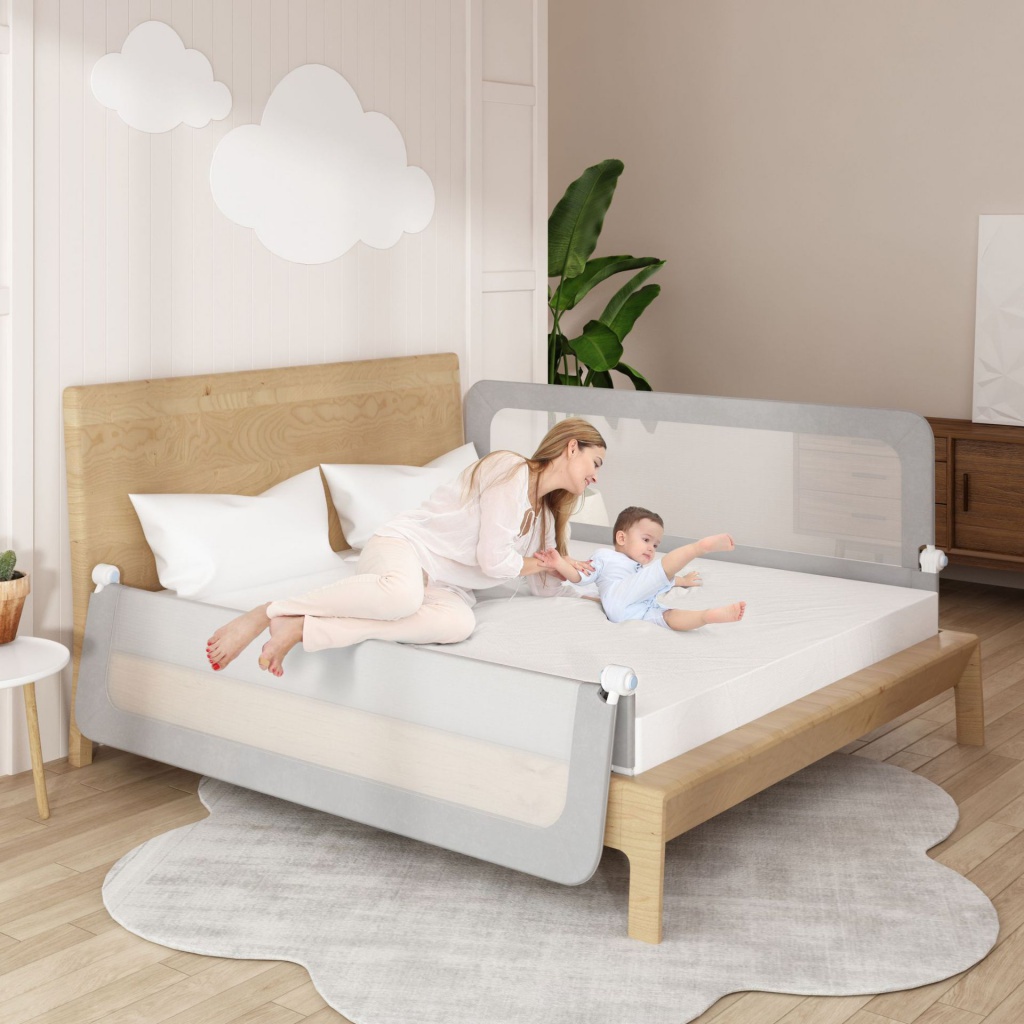 Hàng Rào Chắn Giường Chống Ngã Gấp Gọn Tiện Dụng Cho Bé