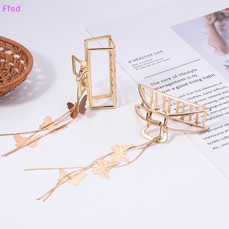 Kẹp Tóc Hình Bướm Lớn Màu Vàng Đính Ngọc Trai Thanh Lịch