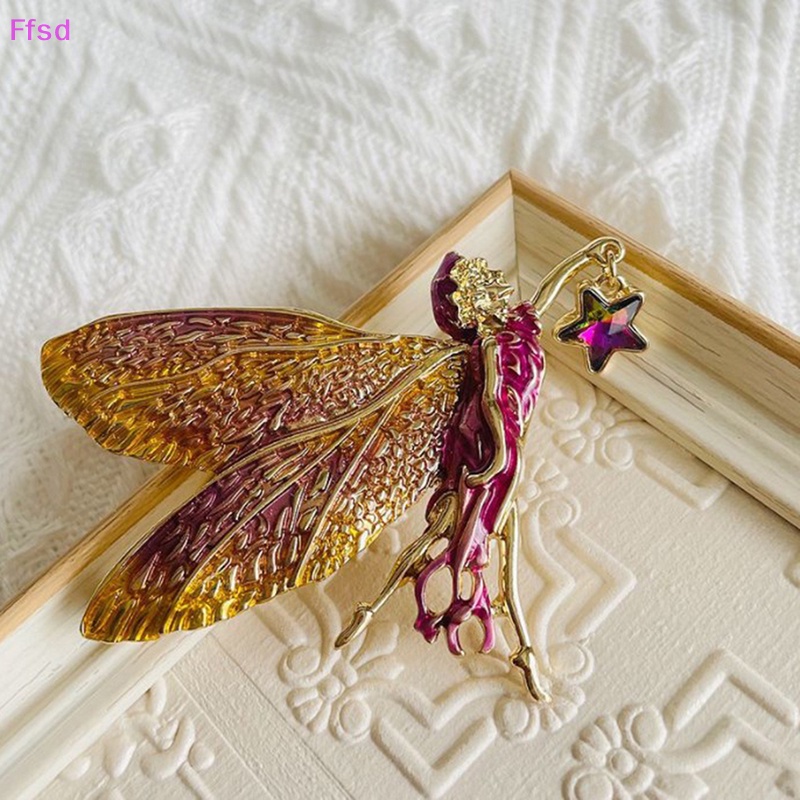 {Ffsd} Ghim Cài Áo Khoác Cardigan Sweater Tráng Men Hình Thiên Thần Tiên Màu Gradient Hình Ngôi Sao May Mắn Tráng Men Vintage Dễ Thương Cho Nữ