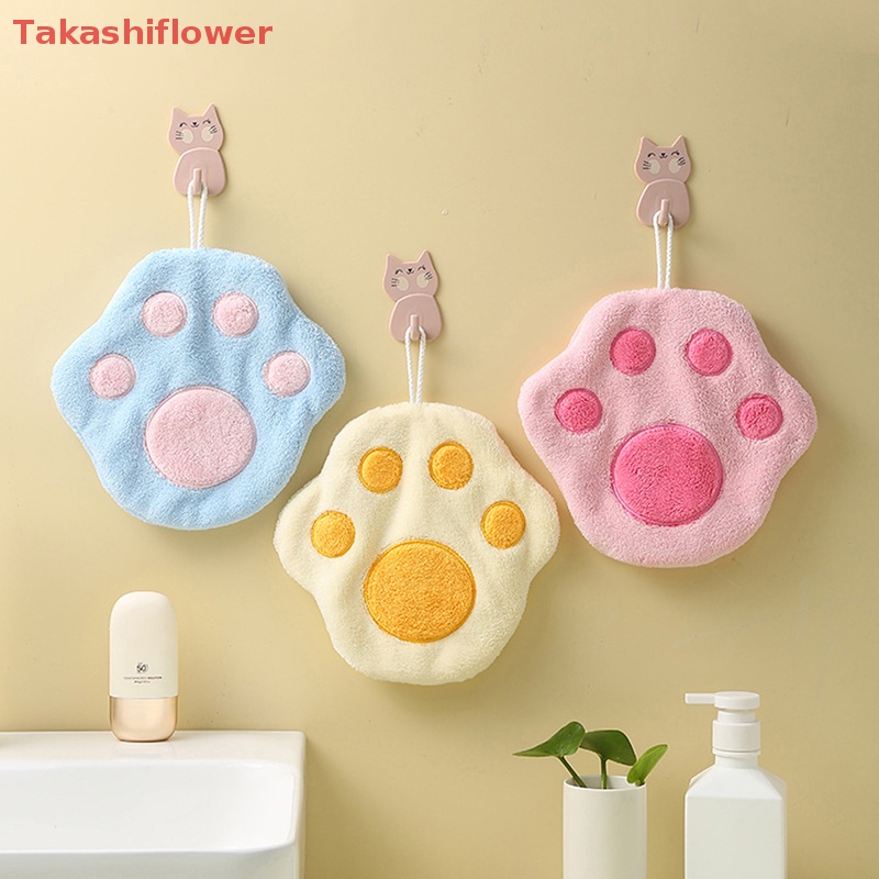 (Takashiflower) Khăn Lau Tay Bằng Vải Nhung San Hô Sợi Nhỏ Mềm Mại Thấm Hút Nhanh Khô Dùng Trong Nhà Bếp / Phòng Tắm