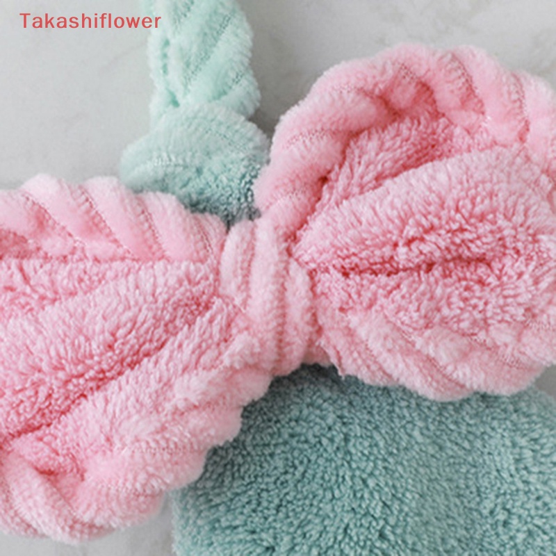 (Takashiflower) Khăn Lau Tay Bằng Vải Nhung San Hô Mềm Mại Thấm Hút Nhanh Khô Thắt Nơ Cho Nhà Bếp / Phòng Tắm