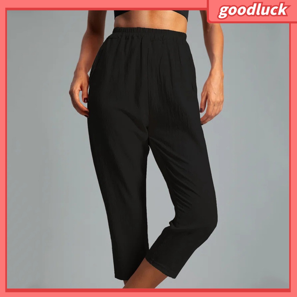 [ULK] Quần Dài Crop Top Màu Trơn Đơn Giản Dễ Phối Đồ Mặc Hàng Ngày Cho Nữ