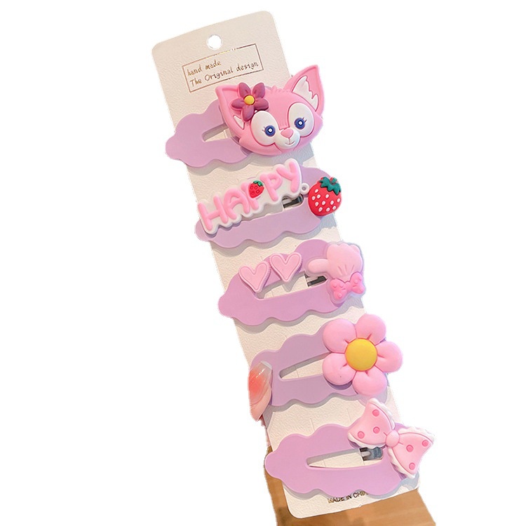 PVN59452 Set 5 Kẹp Tóc Mái Ngang Hình Gấu Dâu Tây Dễ Thương Thời Trang Mùa Hè 2023