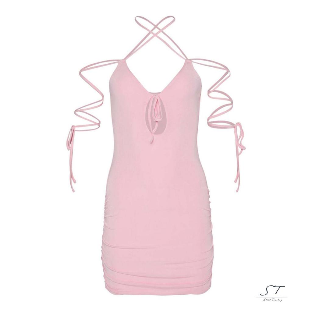 Đầm Mini Dáng Ôm Không Tay Hở Lưng Thiết Kế Khoét Rỗng Thời Trang CY03 Cho Nữ