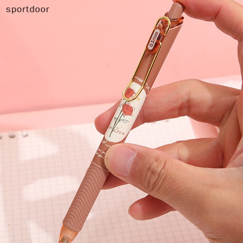 Bút Bi Mực Đen Ngòi 0.5mm Họa Tiết Hoa Hồng Và Hoa Phong Cách Retro