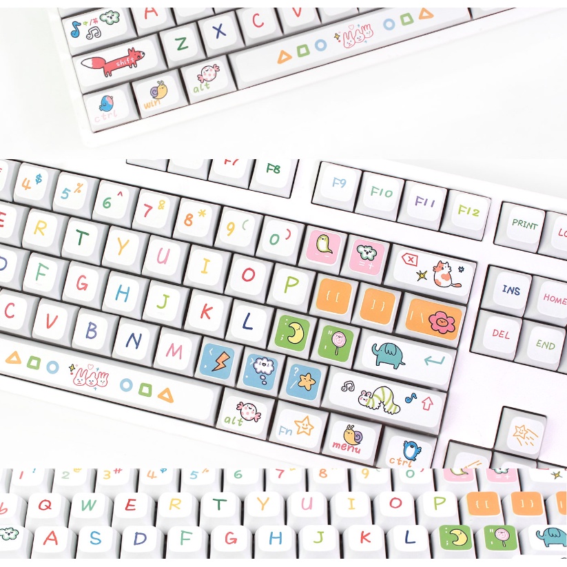 Đảng Động Vật Keycaps XDA Profile Hoạt Hình PBT Dye Sub Bàn Phím Cơ Keycap