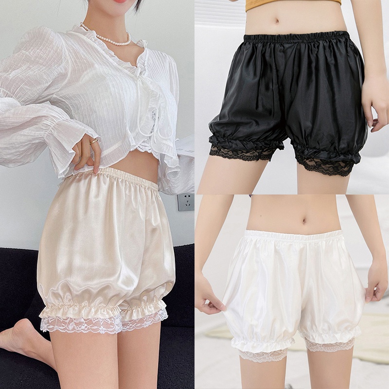 Quần Short Bảo Hộ Vải Satin Phối Ren Thời Trang Cao Cấp Cho Nữ