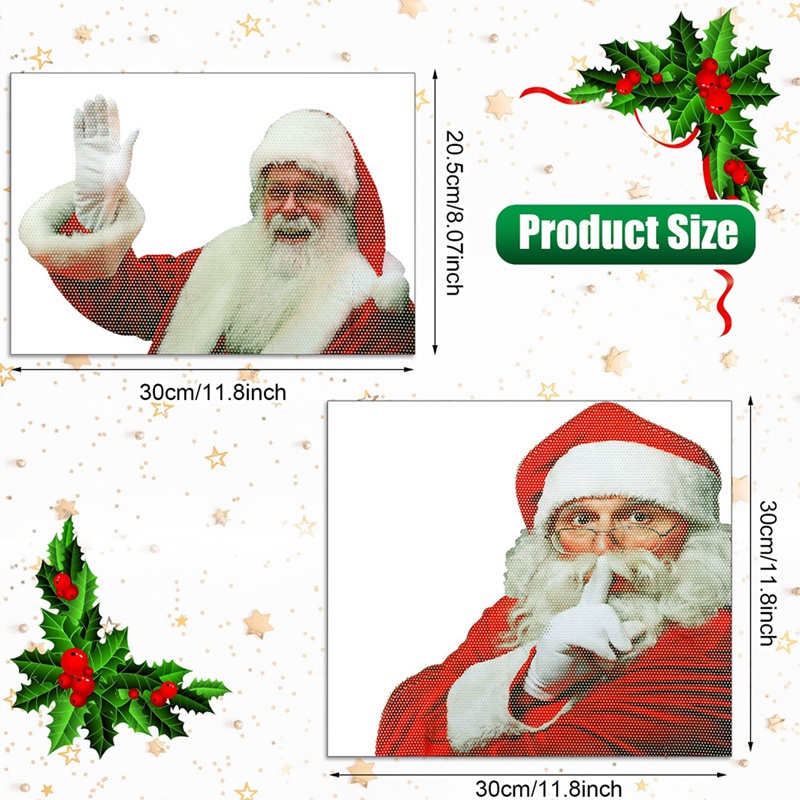 Bộ 4 Miếng Dán Trang Trí Cửa Sổ Xe Hơi Họa Tiết Giáng Sinh 3D Độc Đáo Xinh Xắn