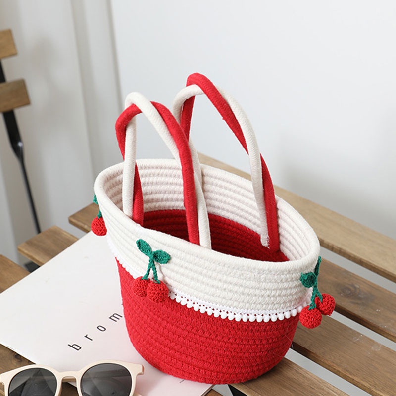 MISCHA Túi cotton Đan Thủ Công Hình Quả cherry Dễ Thương Dành Cho Nữ