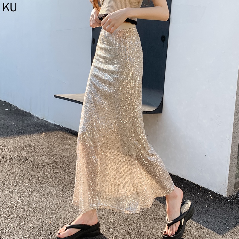 Hàng Mới Về Chân Váy Đuôi Cá Dáng Chữ A Lưng Cao Co Giãn Đính Sequin Hiện Đại MDENG197 2023