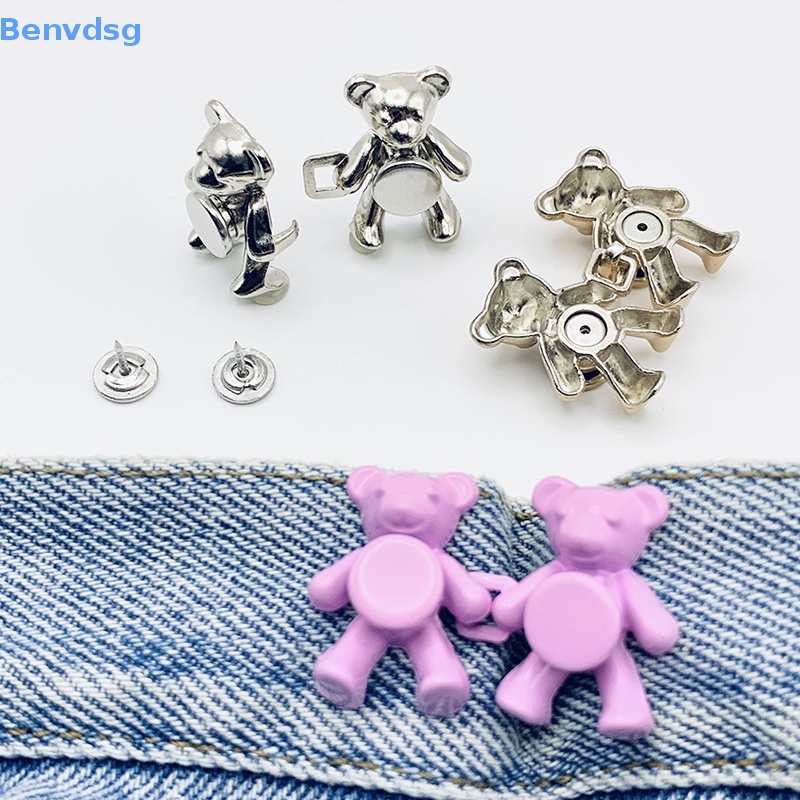 Benvdsg > Set 2 Nút Kim Loại Hình Gấu May Quần Jean Có Thể Tháo Rời Không Cần Nút Phù Hợp Với Eo