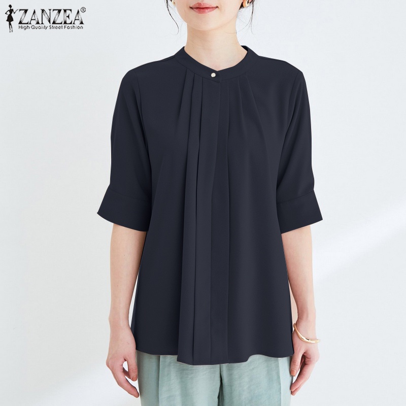 Áo ZANZEA tay lửng phong cách Hàn Quốc thanh lịch dành cho nữ