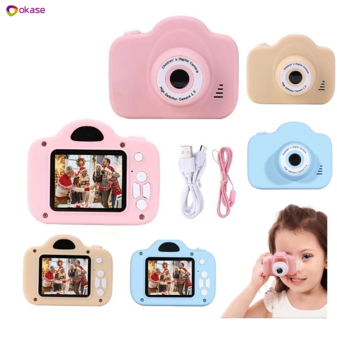 Mini Máy ảnh phim hoạt hình máy ảnh 2 inch HD IPS Màn hình máy ảnh kỹ thuật số 1080p chiếu Video Camera cho món quà sinh nhật okase