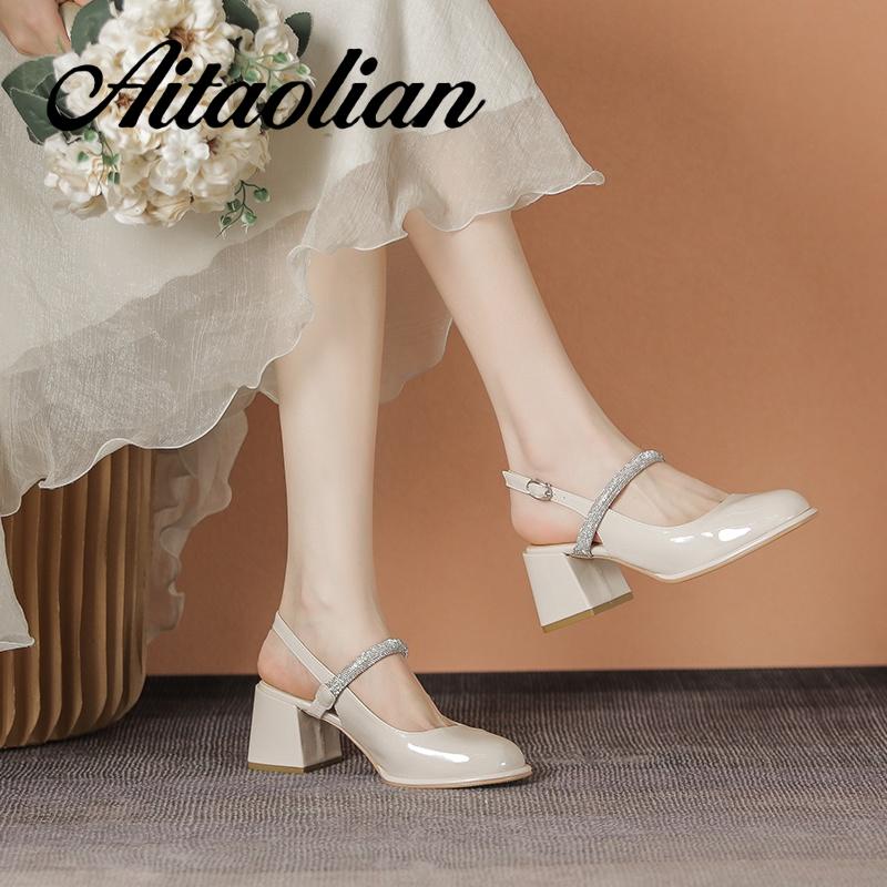 Xăng đan Cao Gót 5cm Bằng Da Mềm Đính Ngọc Trai Thời Trang Dành Cho Nữ