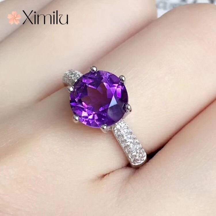 ♥ Nhẫn Đính Đá Thạch Anh Tím Cao Cấp Thời Trang Dành Cho Nữ