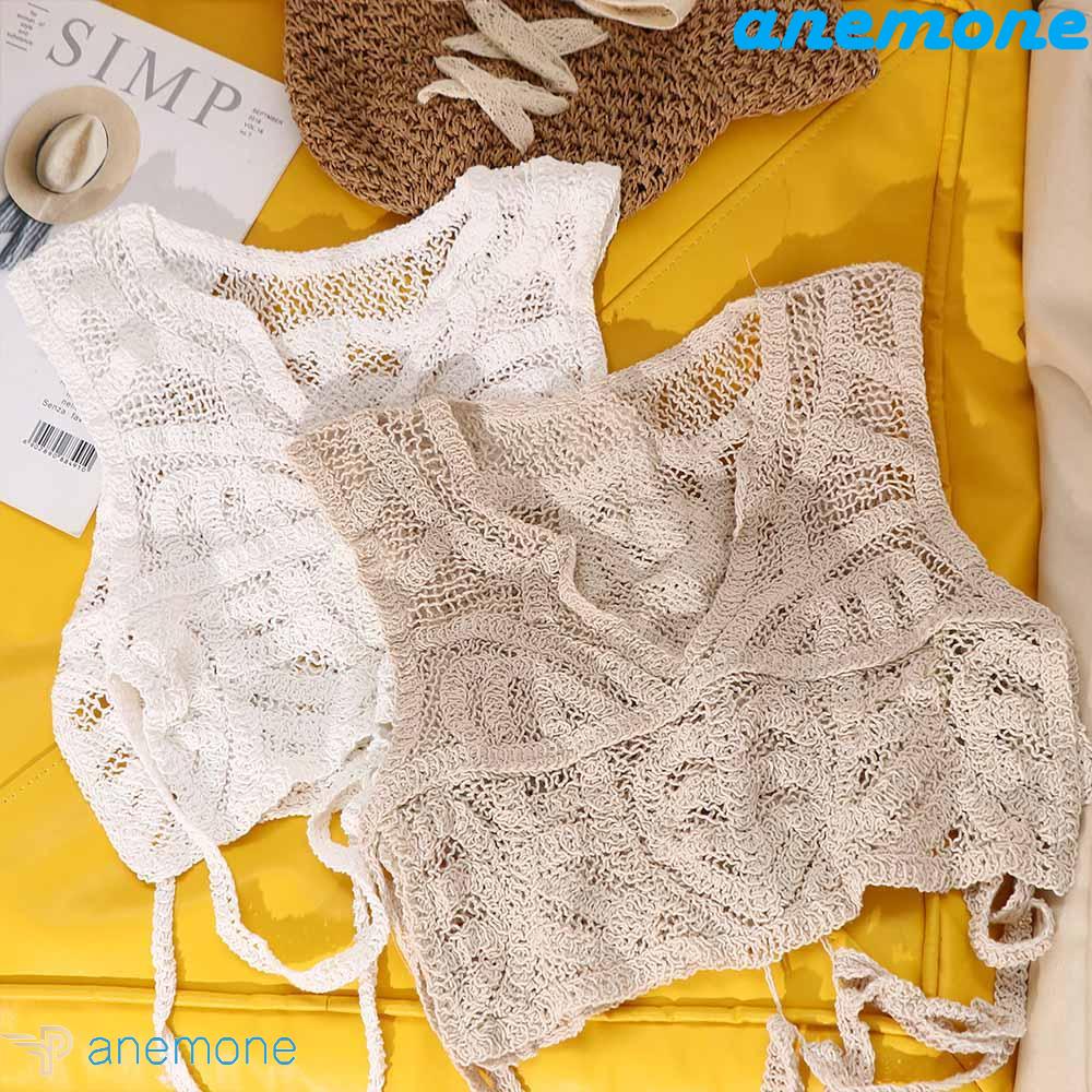 Áo Len Cotton Ngắn Hai Dây Cổ Chữ V Thêu Hình Dành Cho Nữ Đi Tiệc