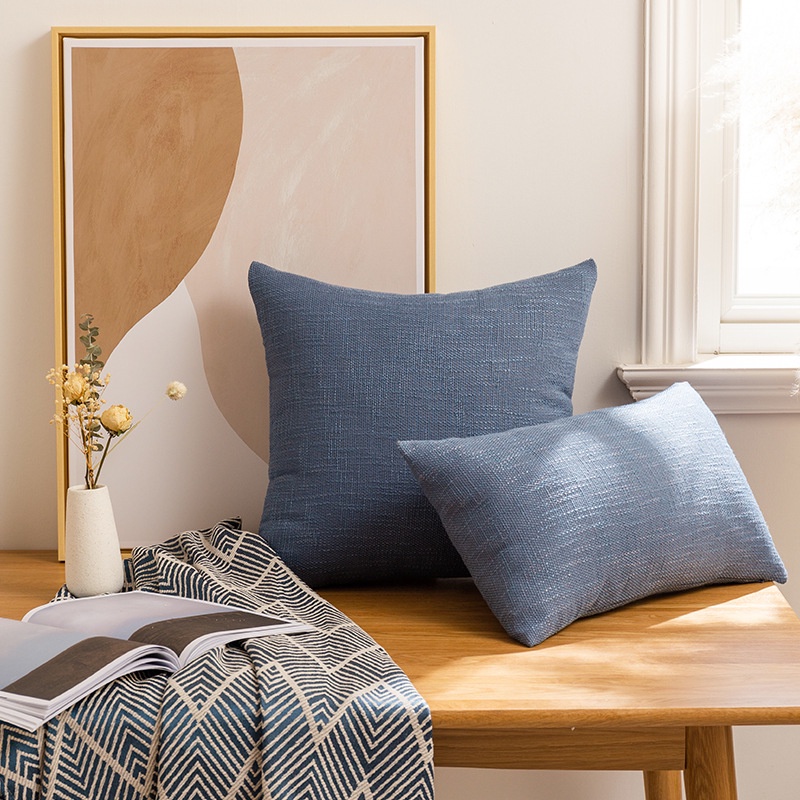 Vỏ Gối Tựa Lưng Ghế Sofa Bằng Vải Lanh Cotton Màu Trơn Thoáng Mát Mùa Hè