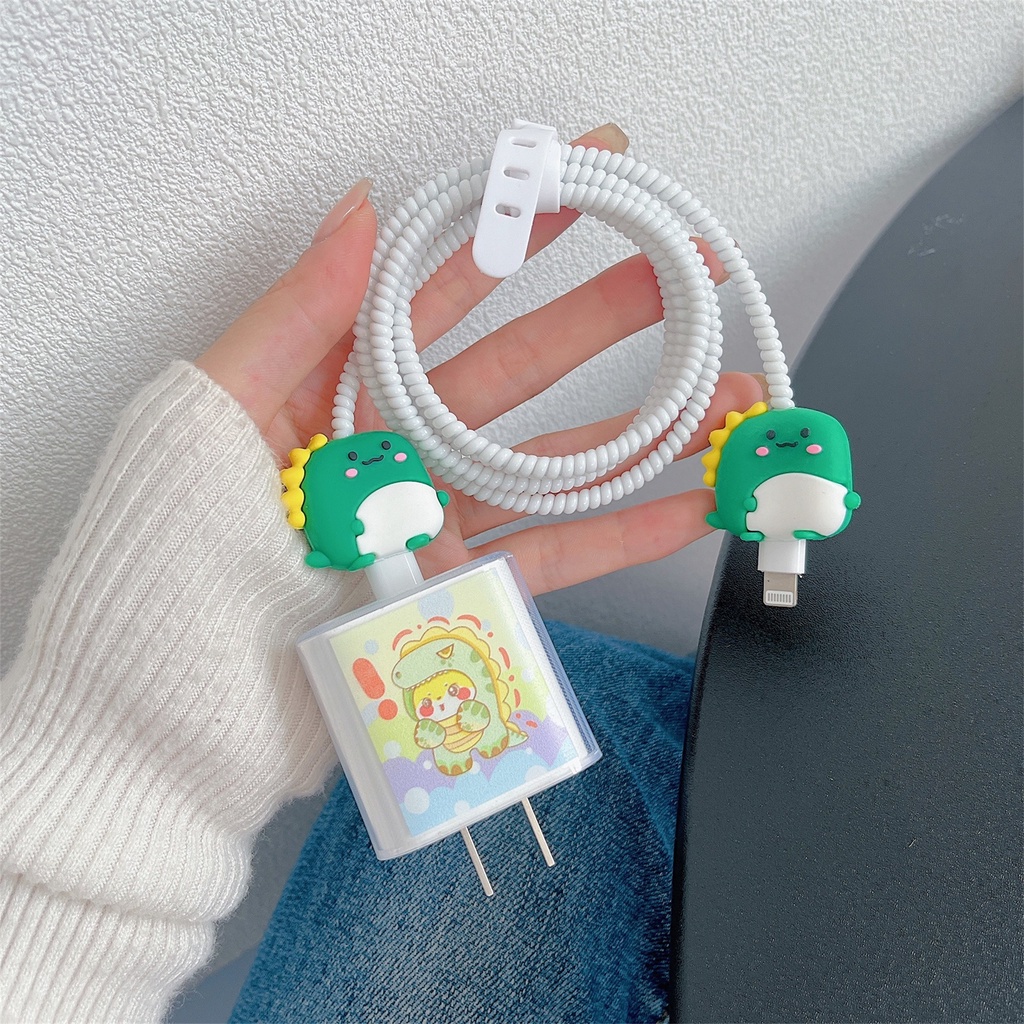 1 Bộ Sạc Mengmenglong Bằng Silicon tpu Mềm Chống Sốc Hình Hoạt Hình Dễ Thương Cho iphone / ipad 18W / 20W