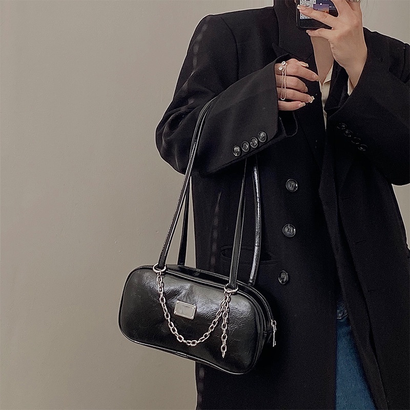 Niche Túi Da Sáp Dầu Hình Vuông Nhỏ Đeo Vai / Đeo Chéo Đa Năng Phong Cách retro Đơn Giản