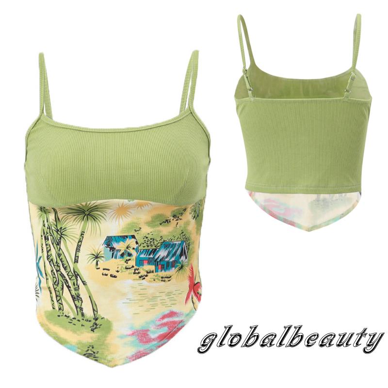 Áo Hai Dây In Họa Tiết Vintage Thời Trang Mùa Hè Cho Nữ