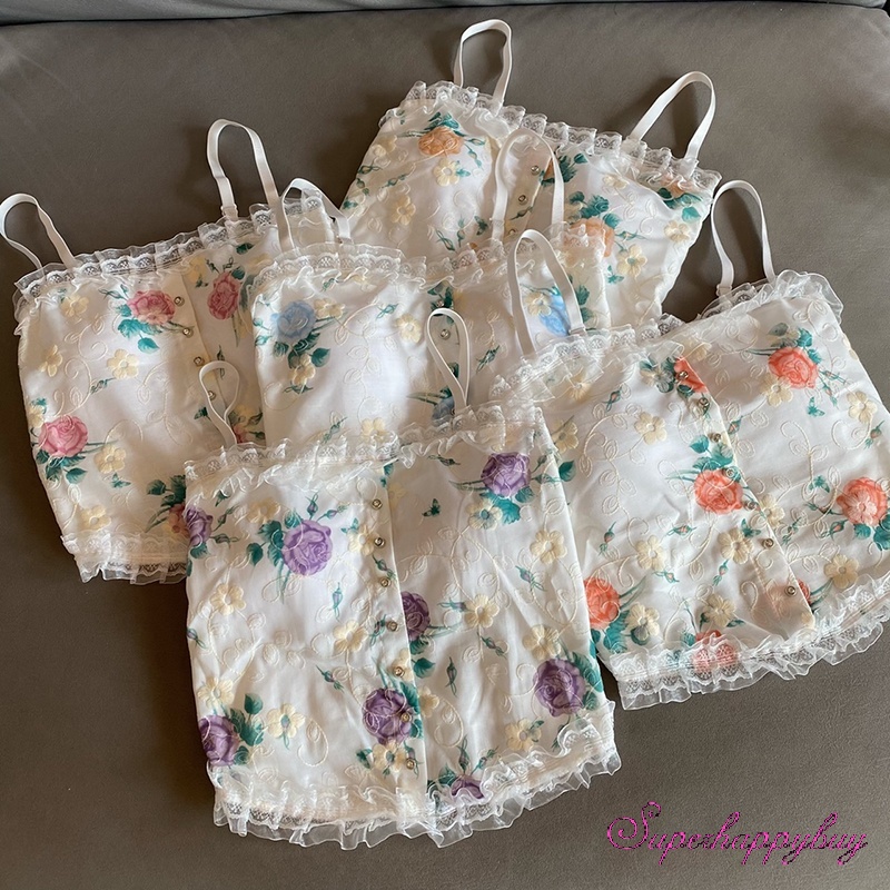 Áo Croptop Sát Nách Họa Tiết Hoa Hồng Phong Cách Retro Cho Nữ