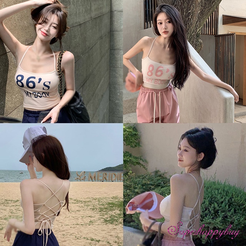 Áo Camisole In Chữ Thời Trang Xinh Xắn Dành Cho Nữ