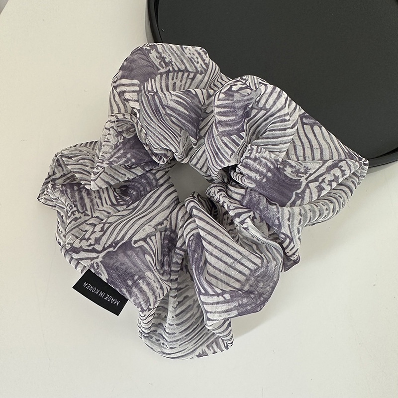 Dây Buộc Tóc Cao Su Bọc Da Họa Tiết Kẻ Sọc Lưới Thời Trang Pháp Cao Cấp