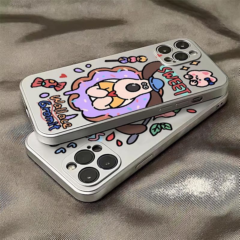 Ốp Điện Thoại Silicon TPU Mềm Mạ Điện Hình Cún Chống Sốc Cho IPhone 14 13 12 11 Pro XS Max XR X 8 + 7 6S Plus