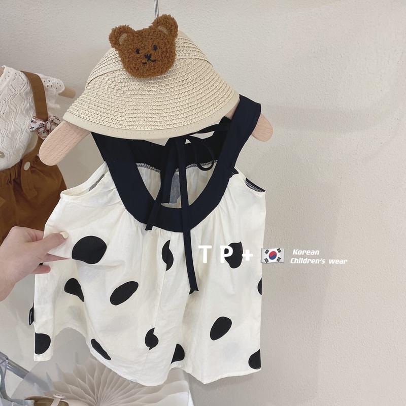 Đầm Công Chúa Hai Dây Hở Lưng Họa Tiết Chấm Bi / Kẻ Sọc Phong Cách Hàn Quốc Thời Trang Cho Bé Gái